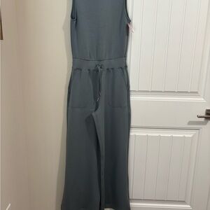SPANX Gray Sleeveless Jumpsuit with Belted Waist